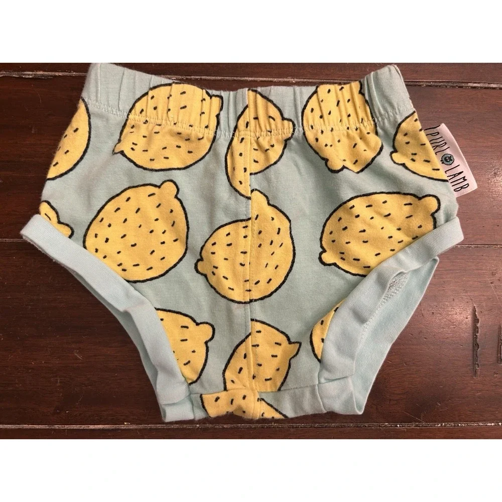 Purl Lamb Lemon Diaper Cover Shorts 12-18 Months Summer Cotton